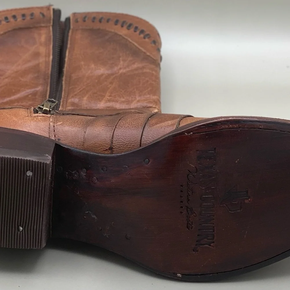 Texas Country Women’s Brown Leather Western Cowboy Boots Pointed Toe Size 7 - Picture 10 of 16